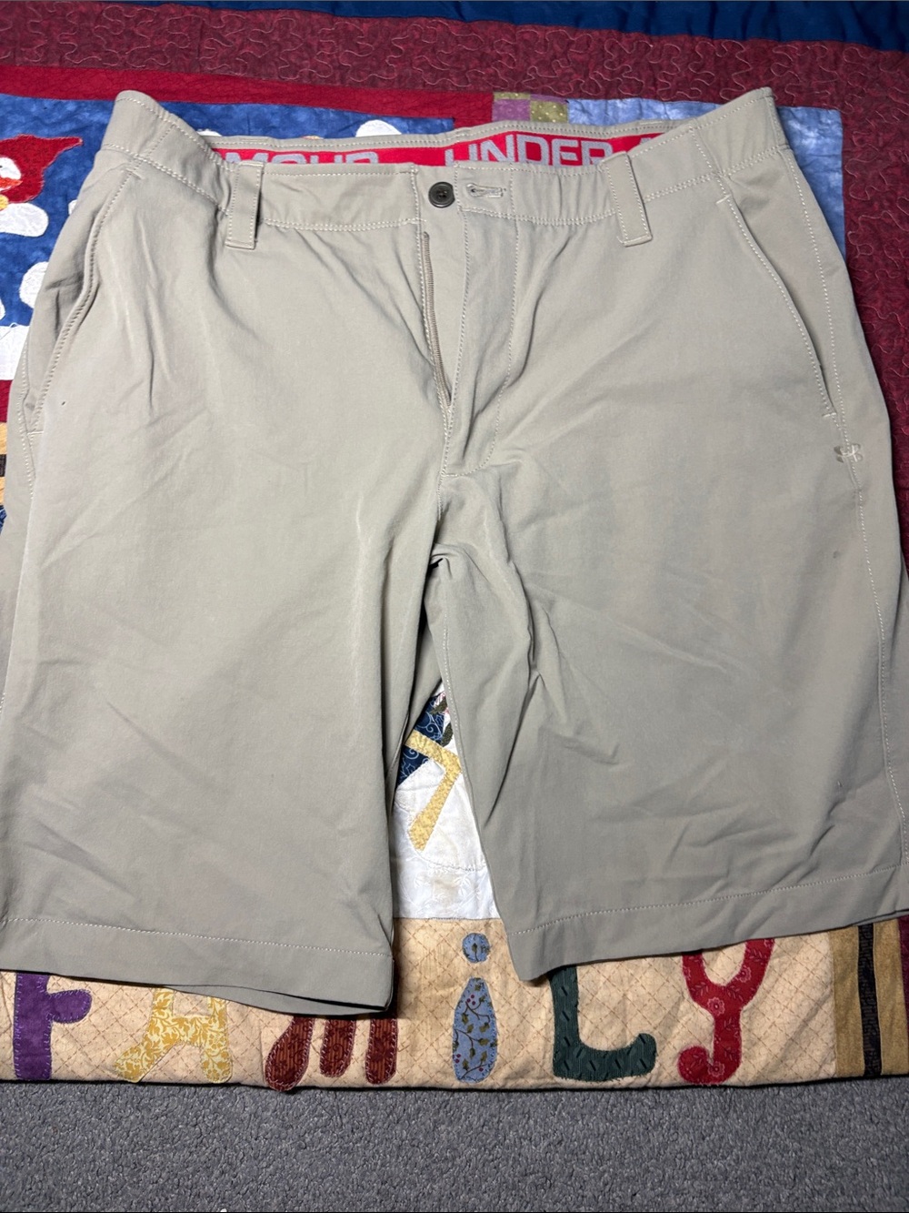 Under Armour Men's Tan Flat-Front Performance Shorts